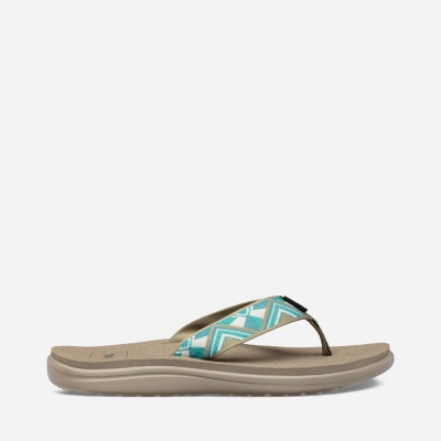 Teva Voya Women's Khaki / Green Flip Flops CA71933 Canada Online